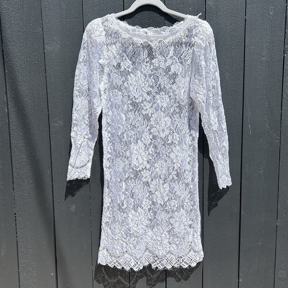 VTG Jessica McClintock Y2k‎ Sheer Lace Fairy Dress 4 Coquette Floral Regency 90s